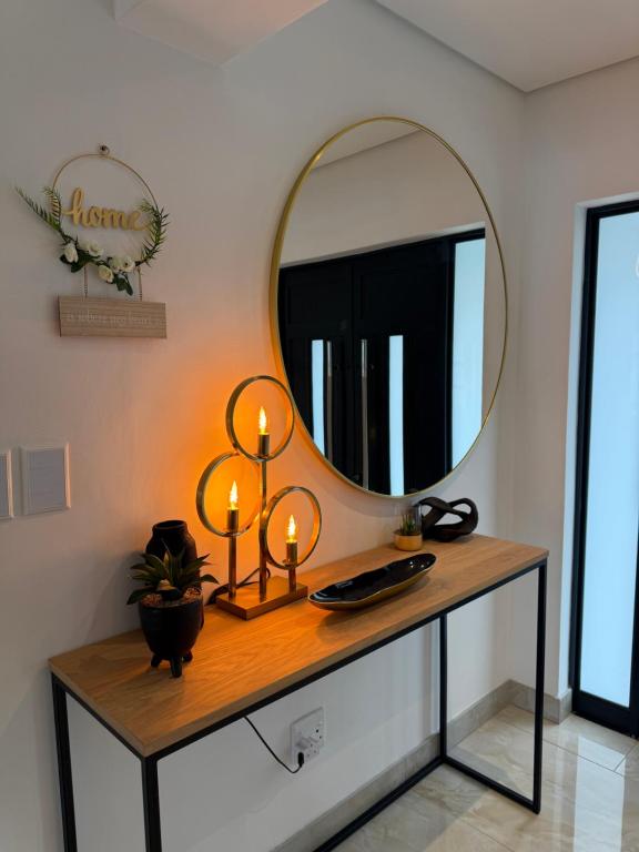 Elegant entrance with modern console and mirror